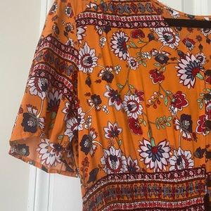 Womens orange boho maxi dress